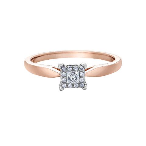 10K Rose Gold 0.13TDW Diamond Halo Ring