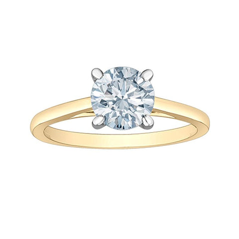 1.00CT Round Lab Grown Diamond Solitaire Ring in 14K Yellow & White Gold