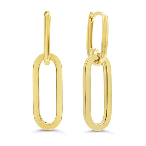 10K Yellow Gold Dangling Paperclip Earrings