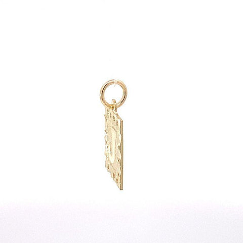 Initial Letter J Square Pendant in 10K Yellow Gold