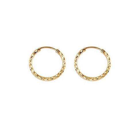 10K Yellow Gold 15MM Dazzles Hoop Earrings