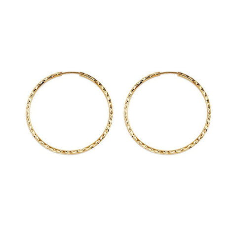 10K Yellow Gold 30MM Dazzles Hoop Earrings
