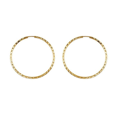 10K Yellow Gold 35MM Dazzles Hoop Earring