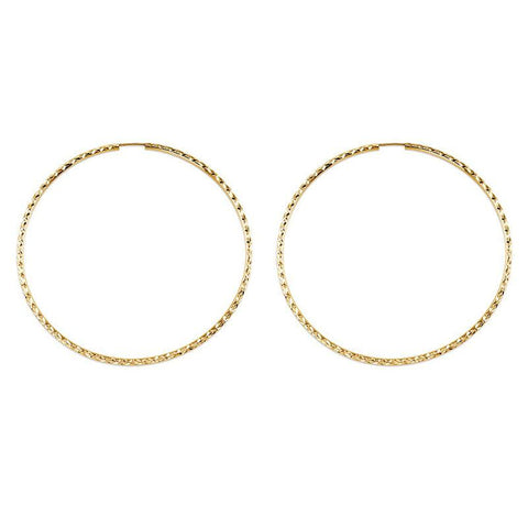 10K Yellow Gold 55MM Dazzles Hoop Earring