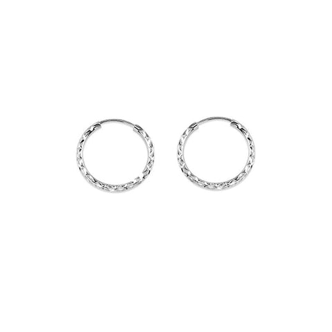 10K White Gold 15MM Dazzles Hoop Earrings
