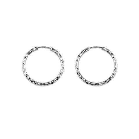 10K White Gold 19MM Dazzles Hoop Earrings
