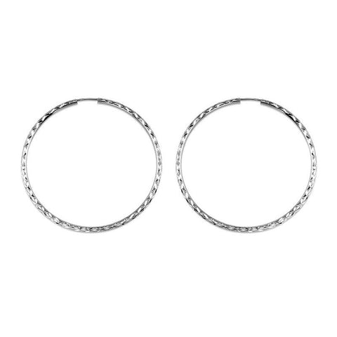 10K White Gold 35MM Dazzles Hoop Earring
