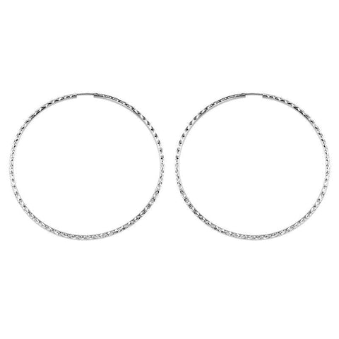 10K White Gold 55MM Dazzles Hoop Earrings