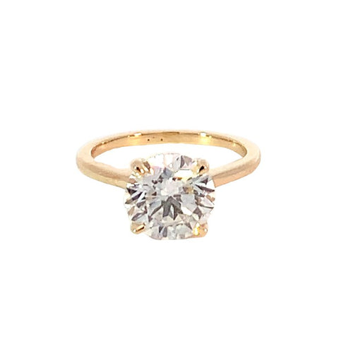 3.09 Carat Round Lab Grown Diamond Solitaire Ring in 14K Yellow Gold