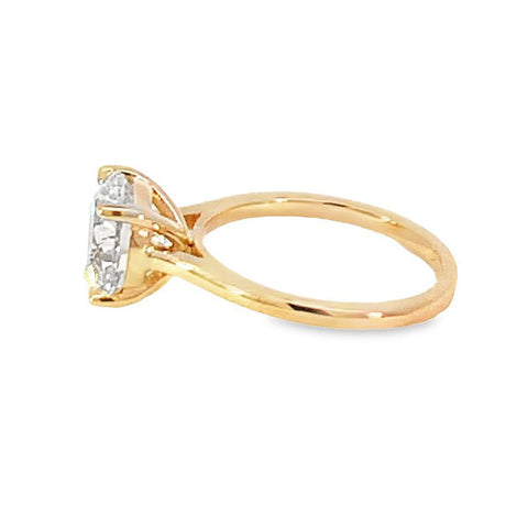 3.09 Carat Round Lab Grown Diamond Solitaire Ring in 14K Yellow Gold