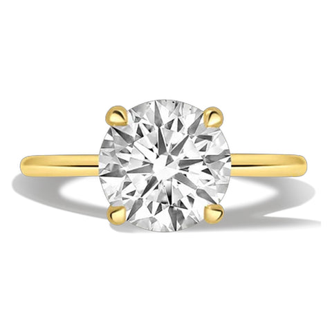 3.09 Carat Round Lab Grown Diamond Solitaire Ring in 14K Yellow Gold