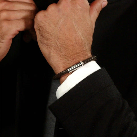 Hugo Boss Jewellery Men's Ares Single Braided Brown Leather Bracelet 1580623