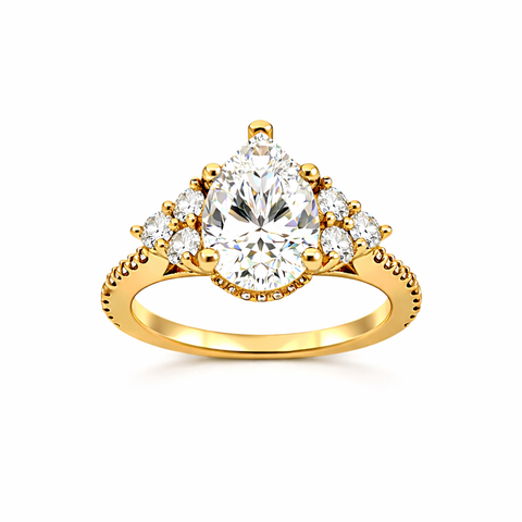 3.10 TDW Pear Lab Grown Diamond Engagement Ring