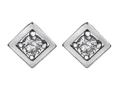 10K White Gold 0.08TDWW Diamond Earrings