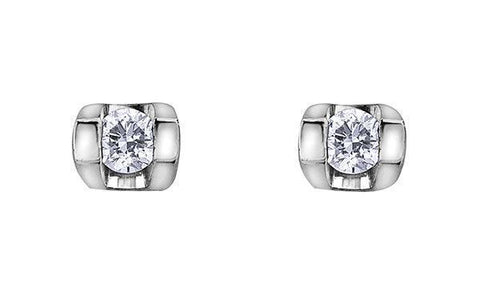 10K White Gold 0.06TDWW Diamond Earrings