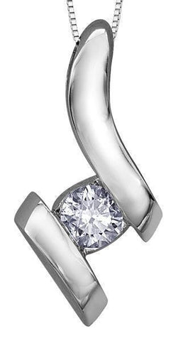 10K White Gold 0.075TDW Diamond Pendant