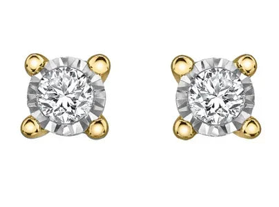 10K Yellow Gold 0.04TDW Diamond Illusion Set Stud Earrings