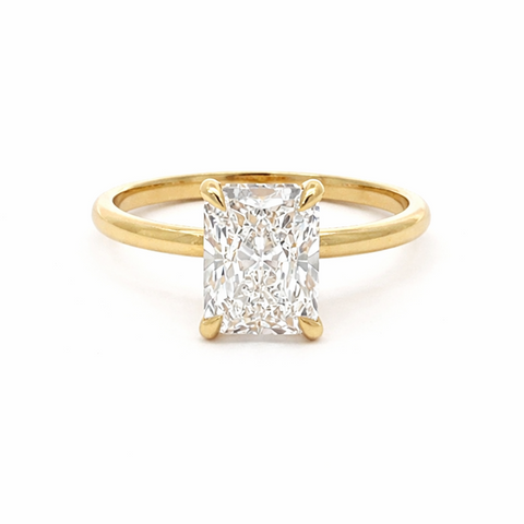 3.16 TDW Radiant-Cut Lab-Grown Diamond Solitaire Ring in 14K Yellow Gold
