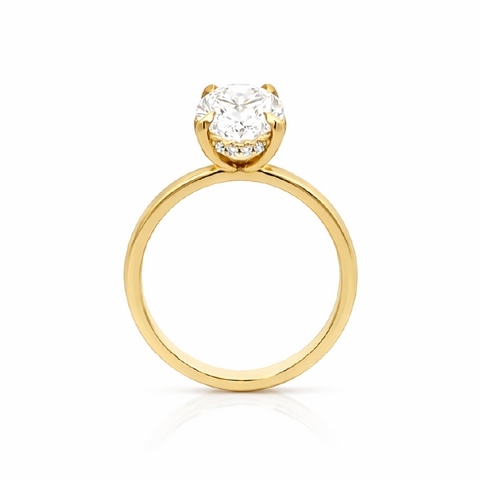 3.19 TDW Oval Lab-Grown Diamond Solitaire Ring in 14K Yellow Gold