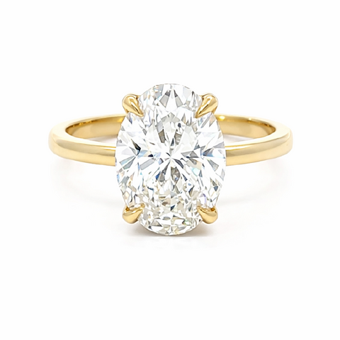 3.19 TDW Oval Lab-Grown Diamond Solitaire Ring in 14K Yellow Gold