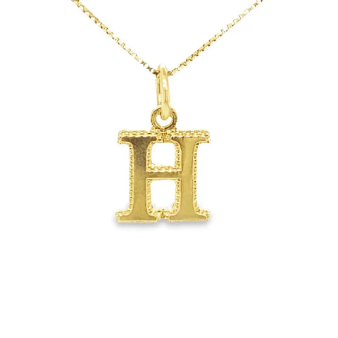 10K Yellow Gold Initial Letter H Pendant