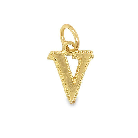 10K Yellow Gold Initial Letter V Pendant