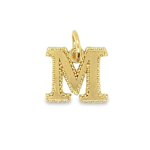 10K Yellow Gold Initial Letter M Pendant