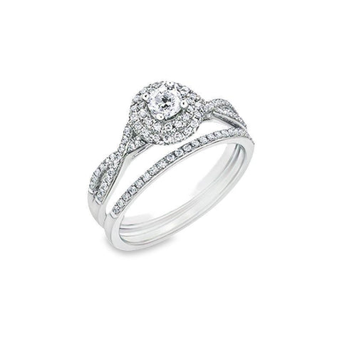 10K White Gold 0.43TDW Canadian Diamond Engagement Ring Wedding Set