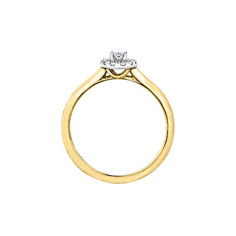0.20TDW Oval Diamond 10K Yellow Gold Engagement Ring