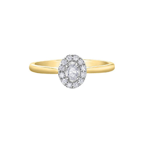 0.20TDW Oval Diamond 10K Yellow Gold Engagement Ring