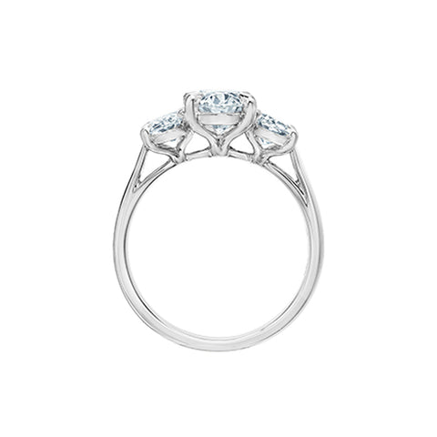 14K White Gold 2.61TDW Lab Grown Oval Cut Diamond Three-Stone Ring