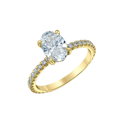 14K Yellow Gold 2.03TDW Lab Diamond Oval Engagement Ring with Side Diamonds