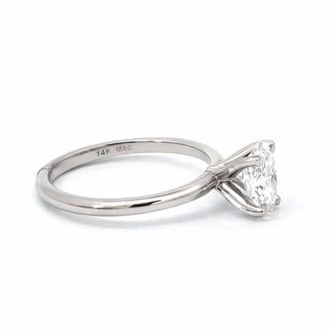 14K White Gold 1.00 Oval Lab Grown Solitaire Diamond Ring