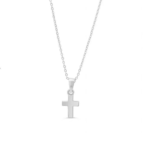 10K White Gold Cross Baby Pendant with 14