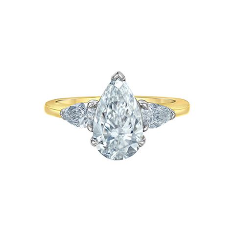 14K Yellow Gold 2.48TDW Pear Lab Grown Diamond Engagement Ring