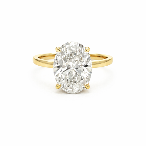 5.21 TDW Lab-Grown Diamond Solitaire Ring with Hidden Halo in 14K Yellow Gold