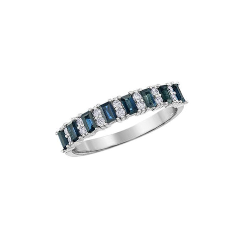 10K White Gold 0.14TDW Diamond and Sapphire Band