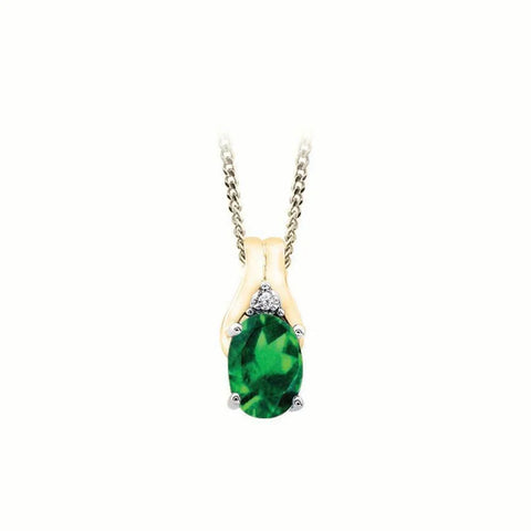 May Birthstone Pendant with Diamond Accent set in 10K Yellow gold