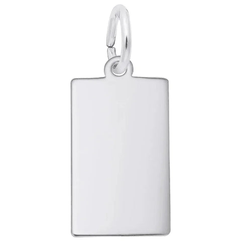 Sterling Silver Small Rectangle Dog Tag Charm