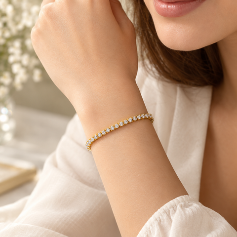 5.00TDW Lab Grown Diamond Tennis Bracelet in 10K Yellow Gold
