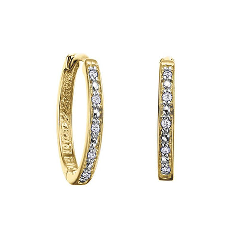 0.50 TDW Diamond 10K Yellow Gold Hoop Earrings