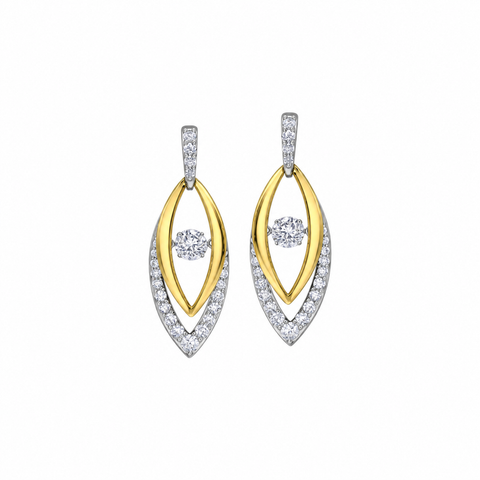 14K Yellow and White Gold 2.33TDW Lab Grown Moving Diamond Earrings
