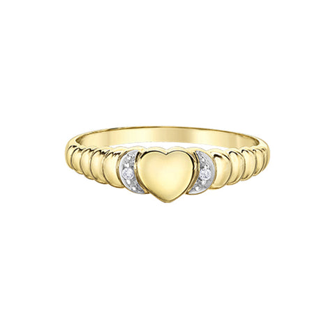 10K Yellow Gold 0.13TDW Diamond Heart Ring