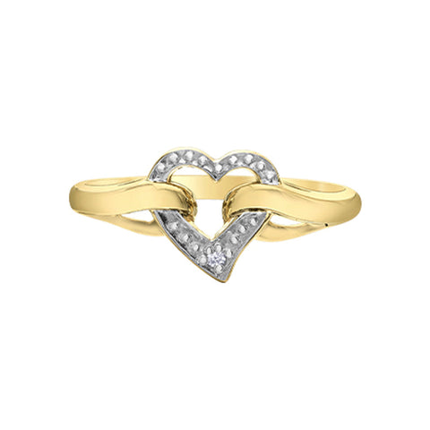 10K Yellow Gold Diamond Heart Ring