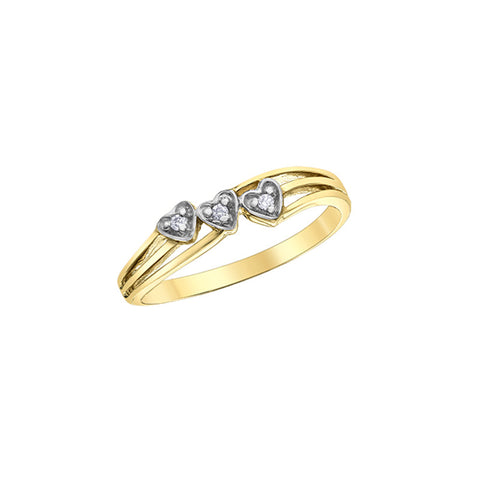 10K Yellow Gold 0.02TDW Diamond Hearts Band