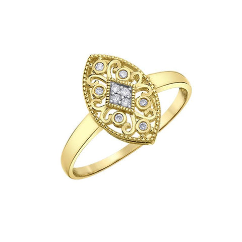10K Yellow Gold 0.05TDW Diamond Antique Style Ring