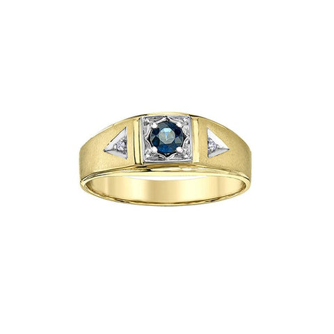 10K Yellow Gold 4mm Sapphire and Diamond Men's Ring
