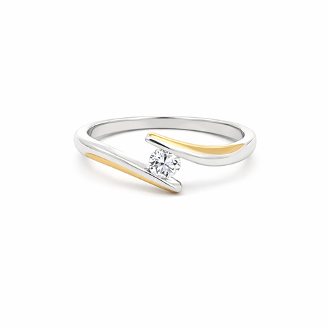 0.15CT Lab Diamond Solitaire Ring In 10K Yellow And White Gold
