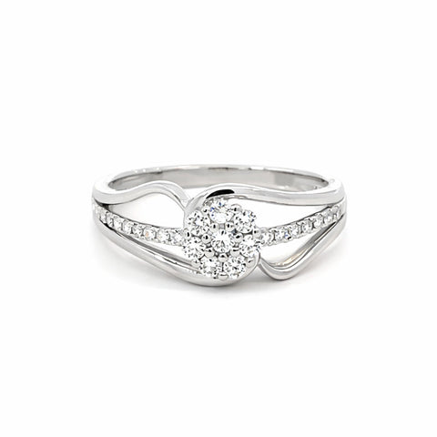 10K White Gold 0.25TDW Lab Grown Diamond Cluster Ring