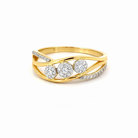 10K Yellow Gold 0.20TDW Lab Grown Diamond Cluster Ring